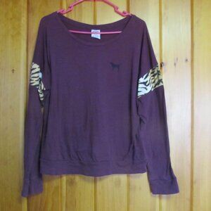 Victoria Secrets Pink Top Sz L Animal Print Tops size Large Pink Dog Logo VS Pin